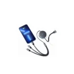 Cable Retráctil Cafele 100 W – USB-C - Lightning - Micro-USB (105 cm) - Imagen 2