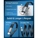 Cable Retráctil Cafele 100 W – USB-C - Lightning - Micro-USB (105 cm) - Imagen 5