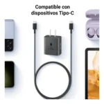 Cargador Samsung Tipo C Original 25 W con Cable 1 m – Negro – Carga Súper Rápida - Imagen 6