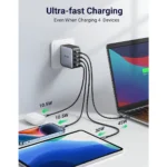 Cargador Ugreen 100 W GaN – 4 Puertos (3 USB-C + 1 USB-A) de Carga Utra Rápida - Imagen 11