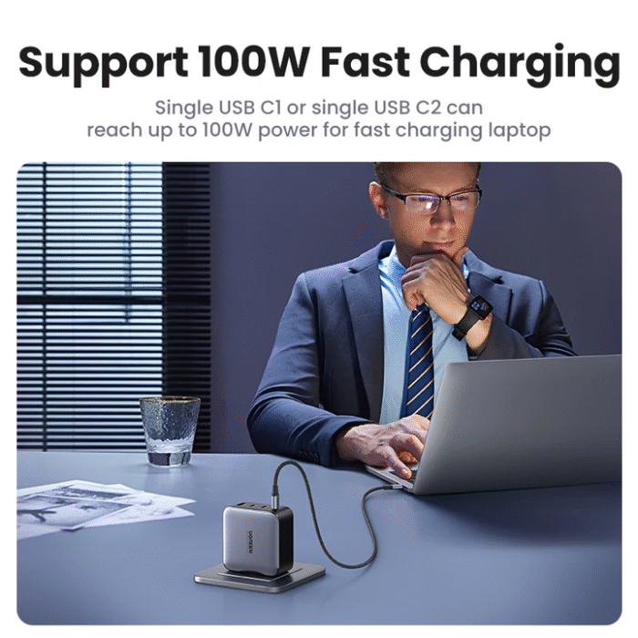 Cargador Ugreen 100 W GaN – 4 Puertos (3 USB-C + 1 USB-A) de Carga Utra Rápida - Imagen 4