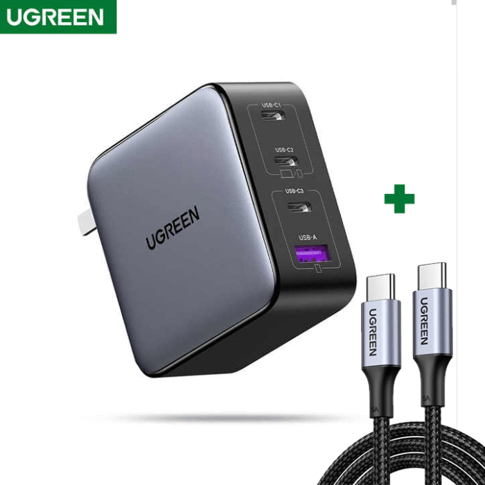 Cargador Ugreen 100 W GaN – 4 Puertos (3 USB-C + 1 USB-A) de Carga Utra Rápida - Imagen 1